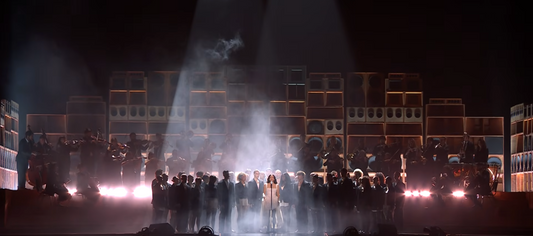 Rosalía and Björk performing at The BRIT Awards 2026 with techno beat