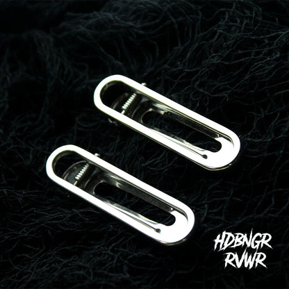 Two silver paperclip hair clips styled on dark background — Y2K Paperclip V2 2PC Set by HDBNGR RVWR.